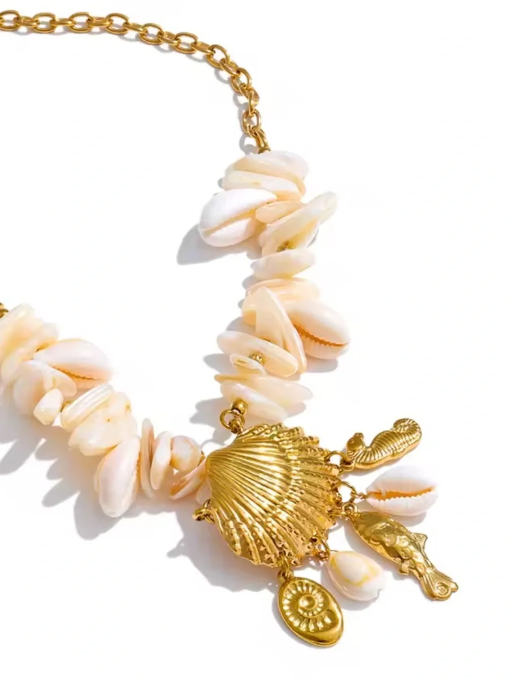 Couture Gold Shell White Mother-of-Pearl Necklace